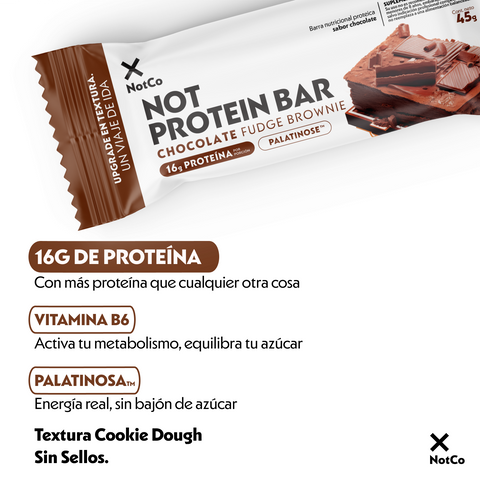 Barra de Proteína NotProtein Bar Chocolate Fudge Brownie 5un 45g (6 Unidades)