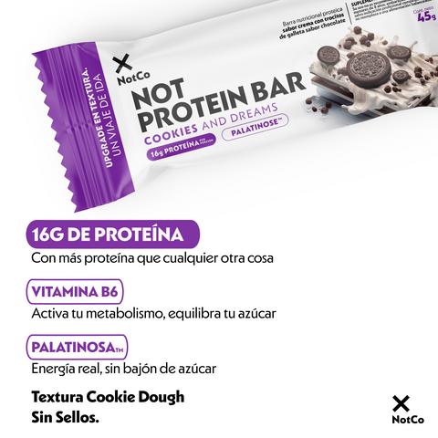 Barra de Proteína NotProtein Bar Cookies and Creams 5un 45g (6 Unidades)